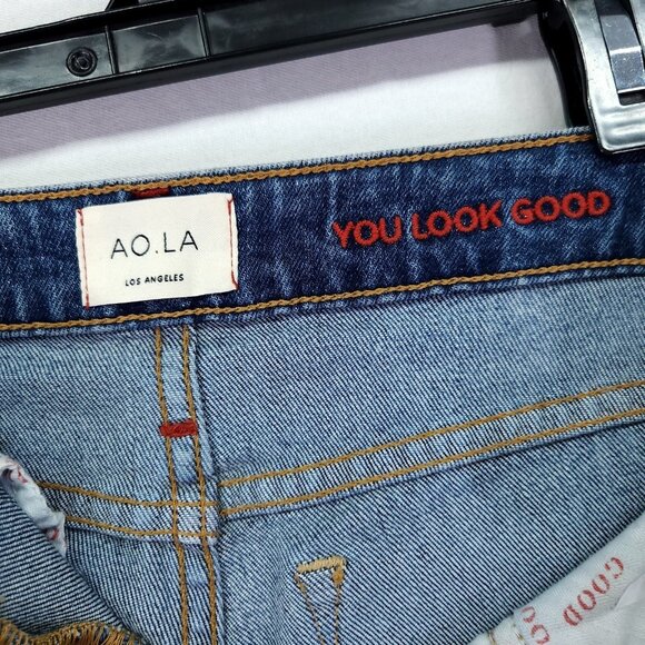 Alice + Olivia AO LA You Look Good Jeans 24 Denim Blue Stretch Tapered Leg - Picture 6 of 15